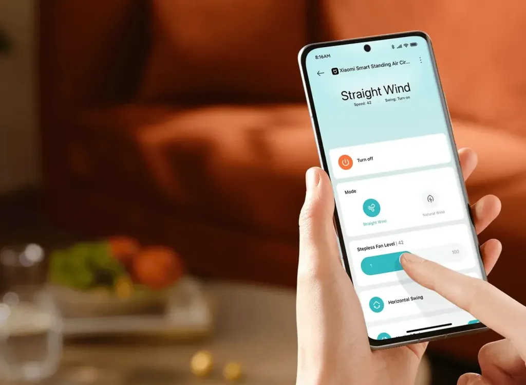 Xiaomi Smart Standing Air Circulation Fan ovladani v mobilni aplikaci