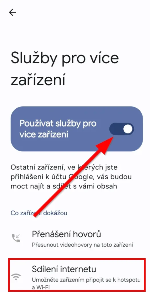 nastaveni sluzby pro vice zarizeni pouzivat