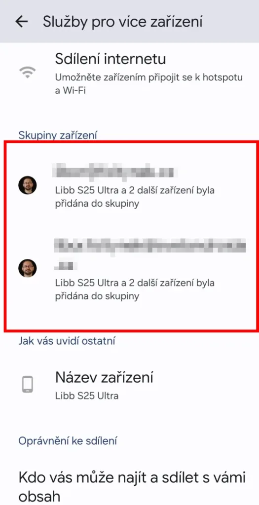 nastaveni sluzby pro vice zarizeni skupiny