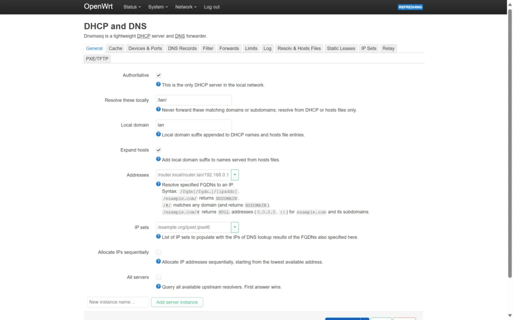 openwrt dhcp dns