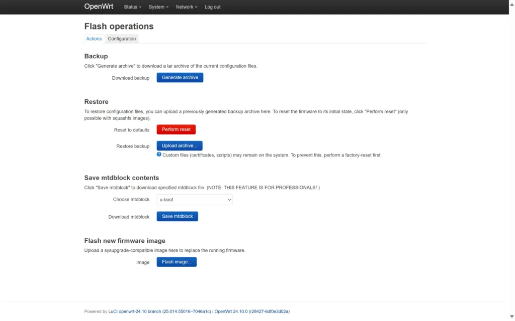 openwrt flash firmware