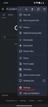 Nastavení prohlížeče Chrome
