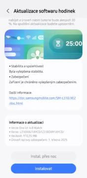Samsung Galaxy Watch7 aktualizace