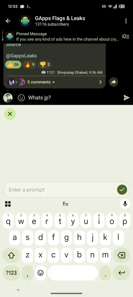 Gboard a vlastní výzva