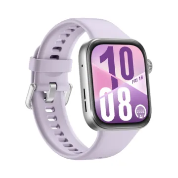 huawei watch fit 4 stribrna s fialovou zepredu mirne natocene