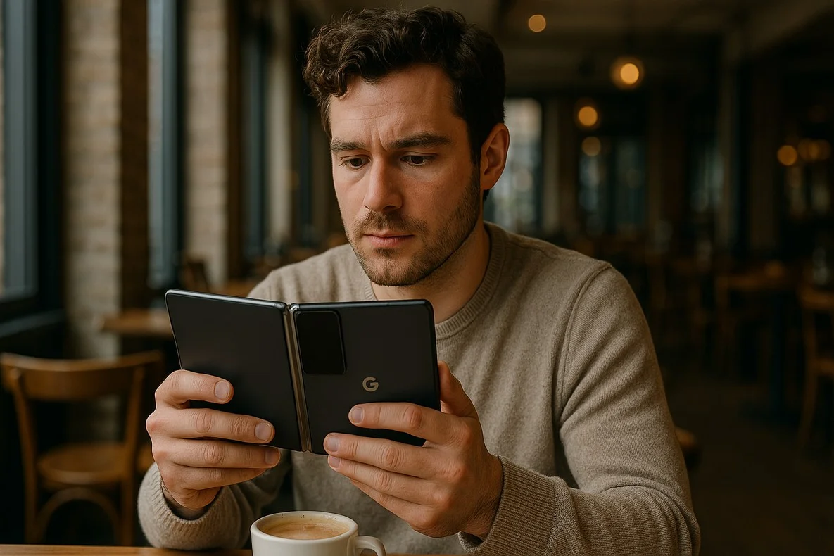 Muž používá Google Pixel Fold