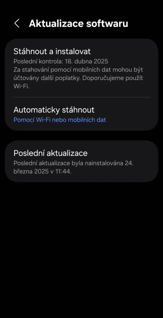 nastaveni aktualizace