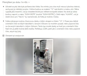 openai o3 identifikace polohy fotografie praha televize premysleni
