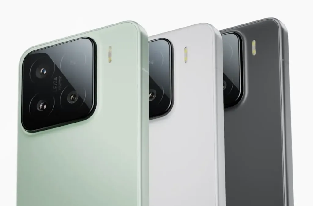 xiaomi 15 barevne varianty zadni strana zelena bila cerna