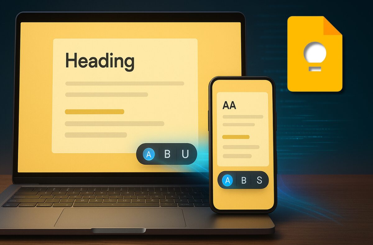Formátování textu na Google Keep webu