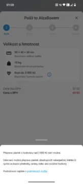 Pošli to AlzaBoxem - limit hodnoty