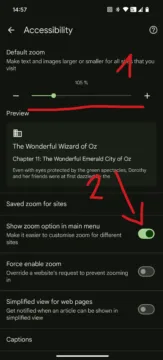 Přibližování textu v Google Chrome - Nastavení velikosti textu