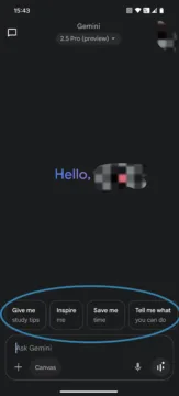 Starý prompt bar v Gemini