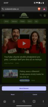 Výběr elementu k zablokování