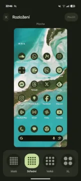 android 16 google pixel 9 pro xl domovska obrazovka ikony nastaveni