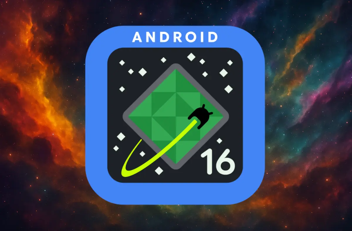 android 16 na vesmirnem barevnem pozadi