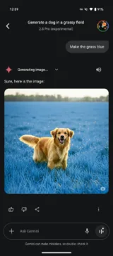 google gemini uprava obrazku pes modra trava