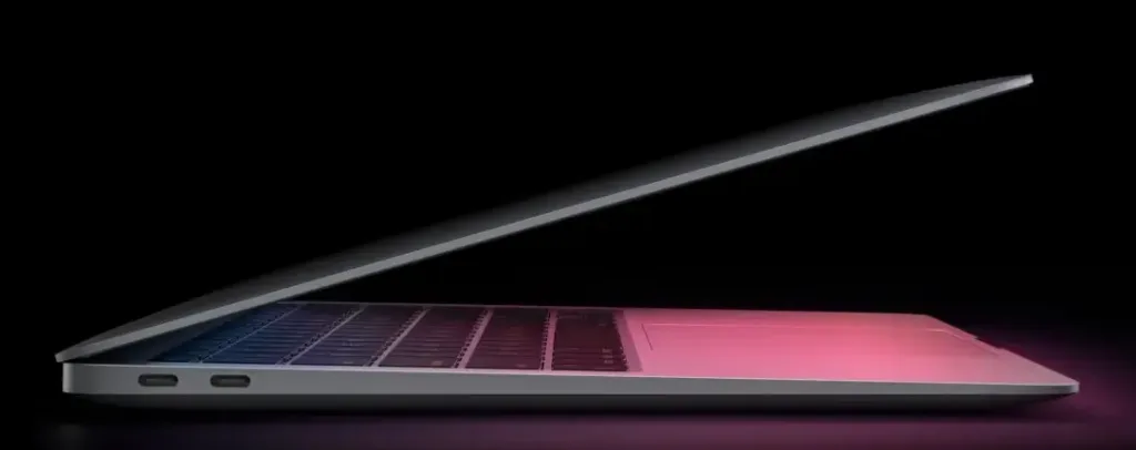 macbook air 2020 z boku konstrukce