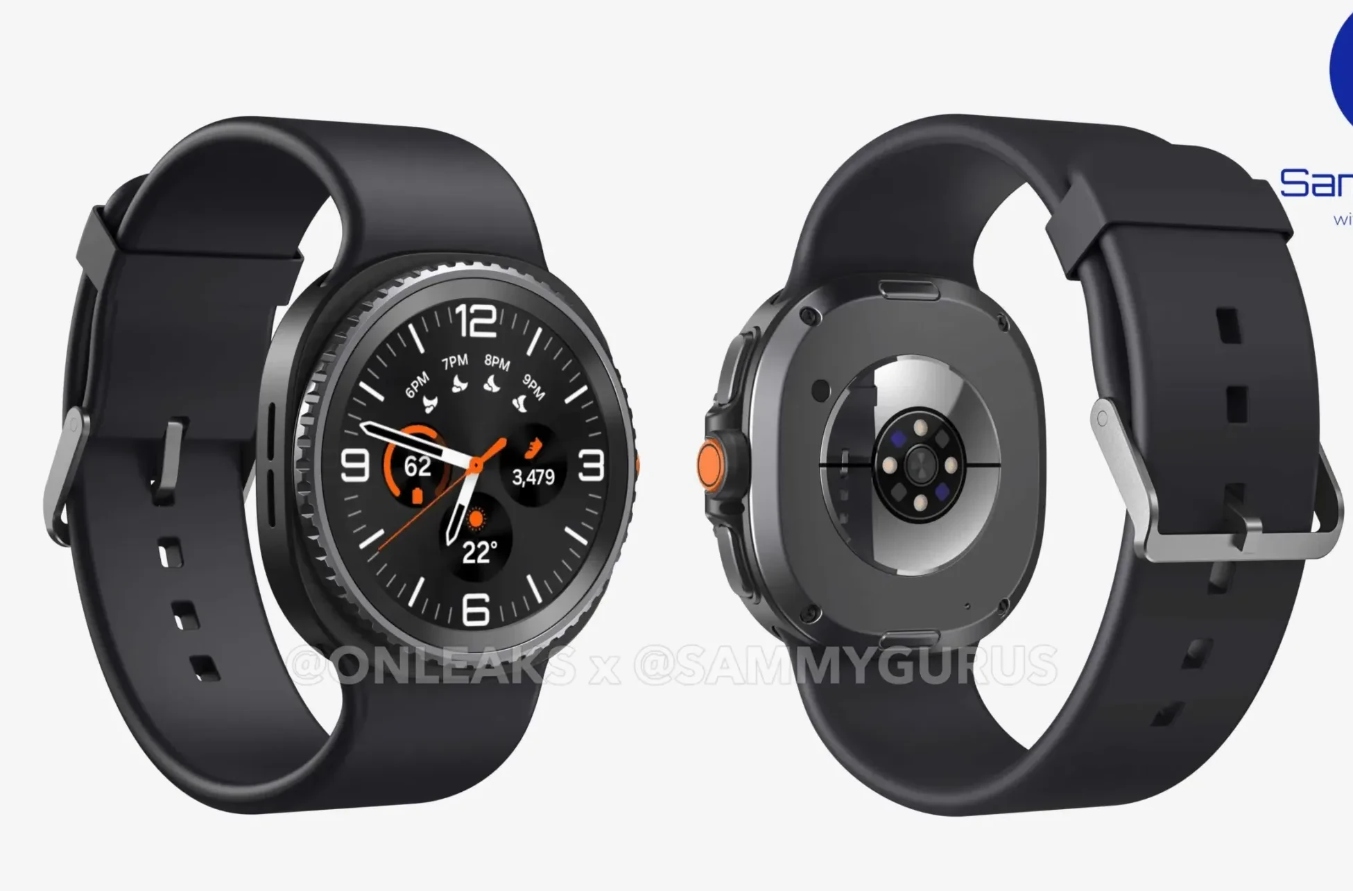 samsung galaxy watch8 classic predni a zadni strana onleaks render nahled
