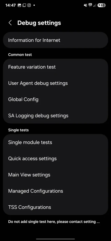 samsung internet debug