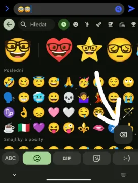 Gboard mazání smajlíků