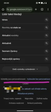 Google výsledky personalizace