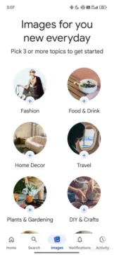Images v aplikaci Google výběr témat