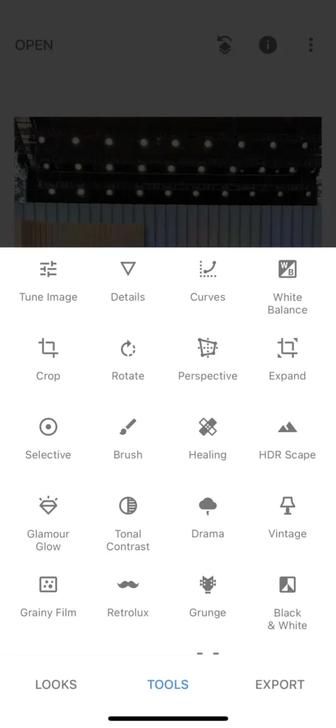 Snapseed tools