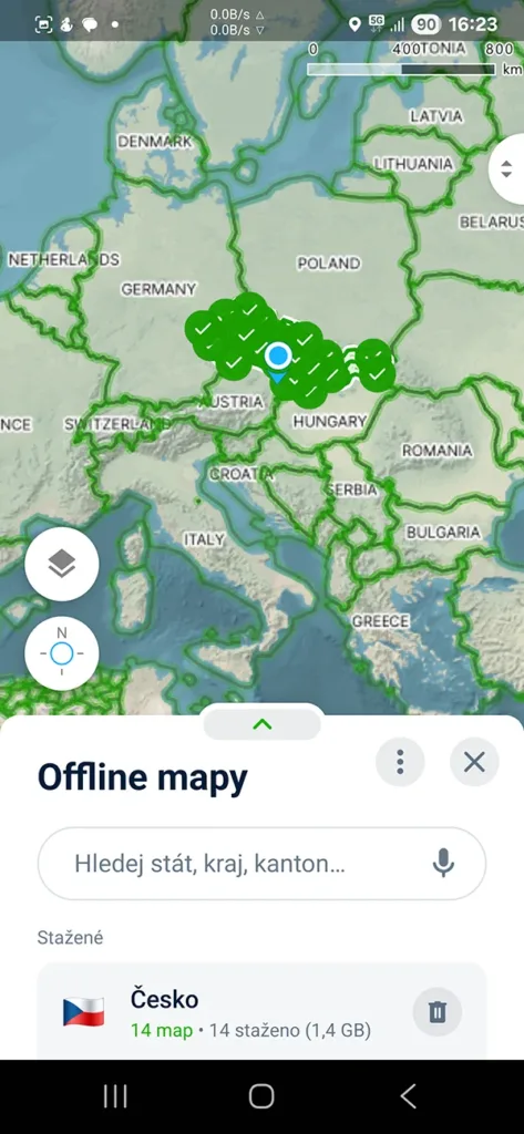 Mapy.com - offline mapy, přehled