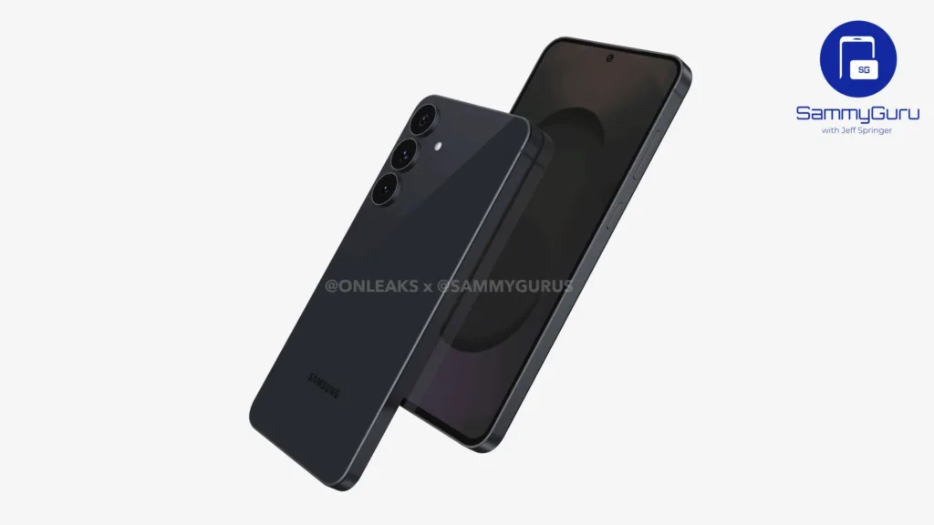 samsung galaxy s25 fe render ze strany postavene na sikmo cerna