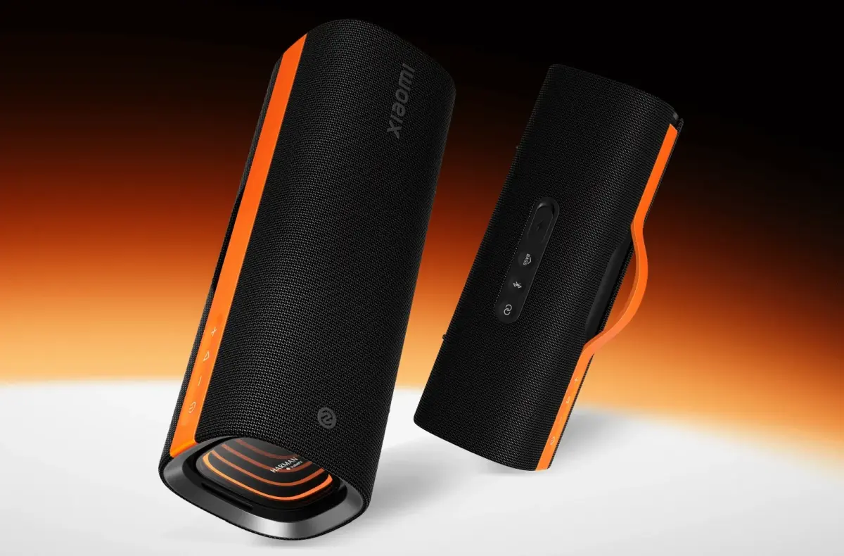 xiaomi sound party reproduktor render na oranzovem pozadi