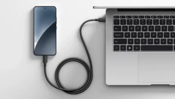 Xiaomi USB-C USB4 kabel s notebookem a telefonem