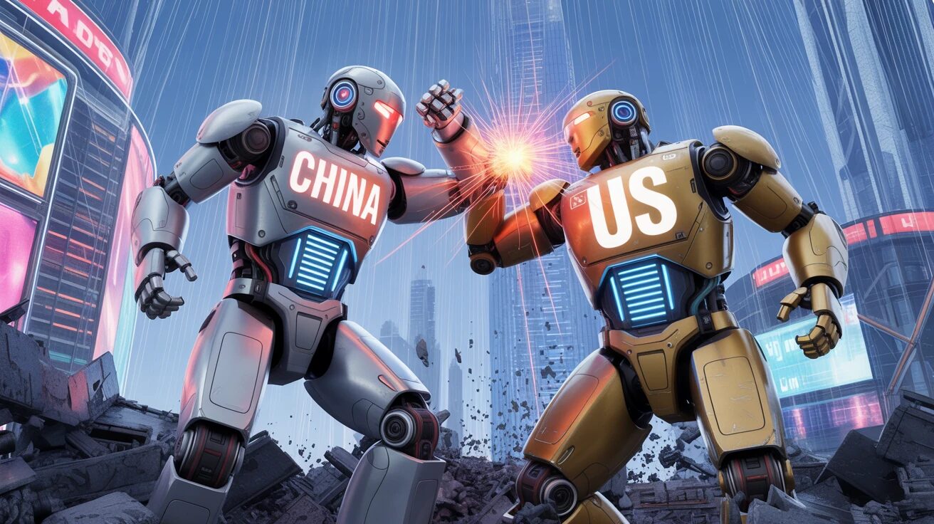 a photograph of two advanced humanoid webp