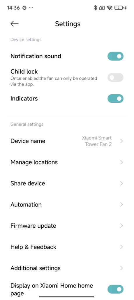 nastavení xiaomi smart standing fan 2 eu