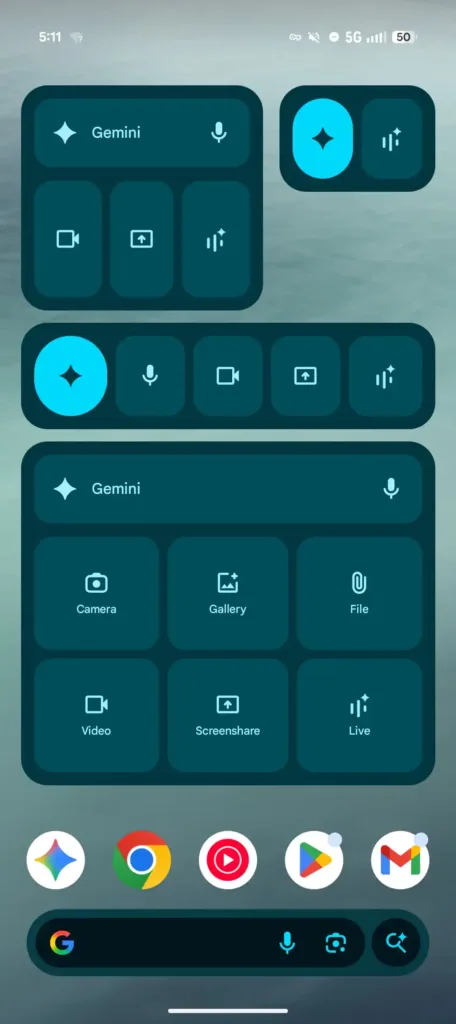 Gemini Live widget old