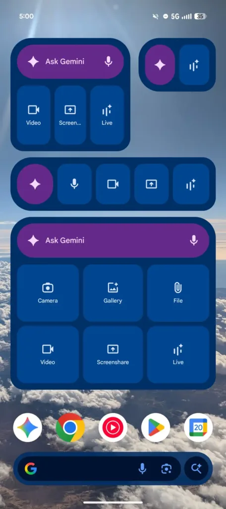 Gemini Live widget redesign