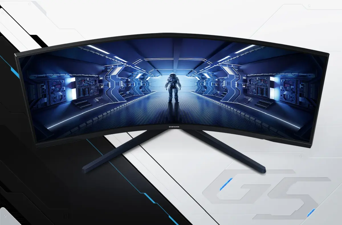 Samsung Odyssey G5 34 na futuristickem pozadi oficialni
