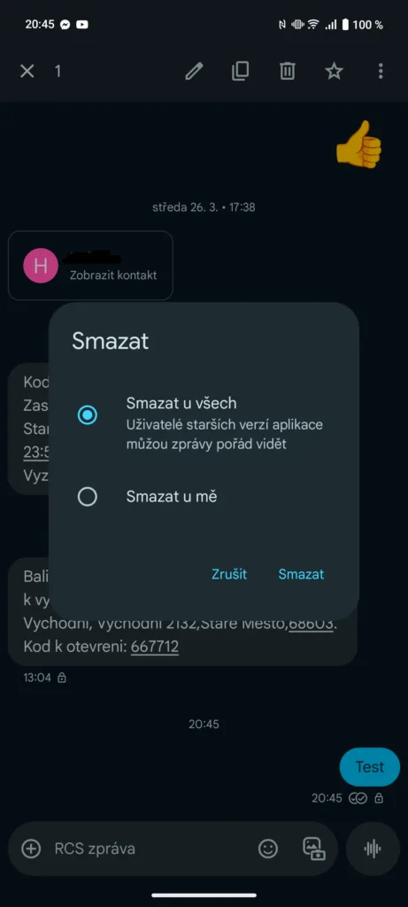 Zprávy od Googlu mazání zpráv test