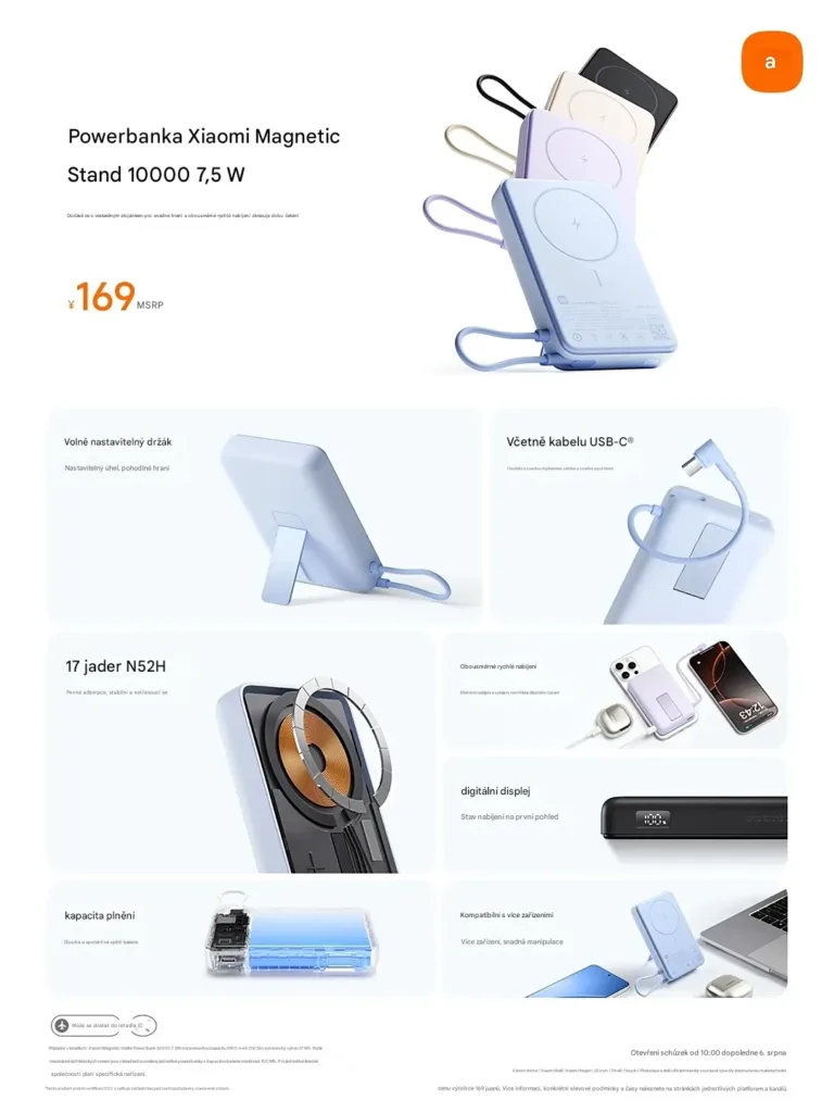 Xiaomi Magnetic Stand Power Bank 10000 klicove vlastnosti