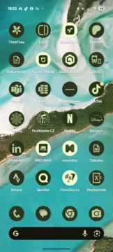 google pixel 9 pro xl domovska obrazovka stejnobarevne ikony druha strana