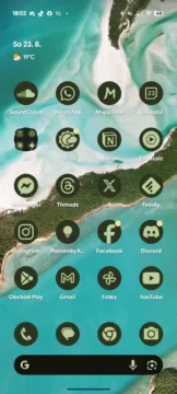 google pixel 9 pro xl domovska obrazovka stejnobarevne ikony prvni strana