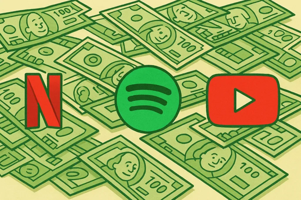 predplatna netflix spotify youtube ilustrace