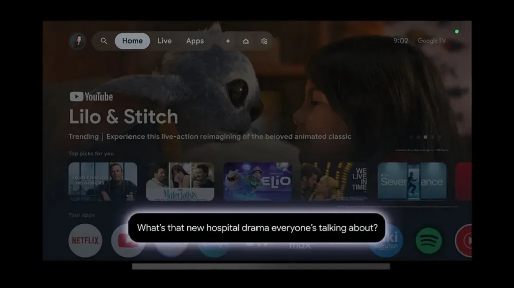 Gemini Google TV lišta