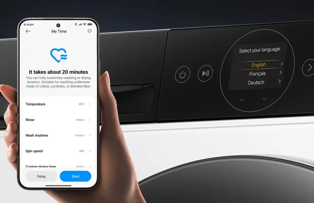 Xiaomi Mijia Front Load Washer Dryer Pro 9kg dotykovy panel