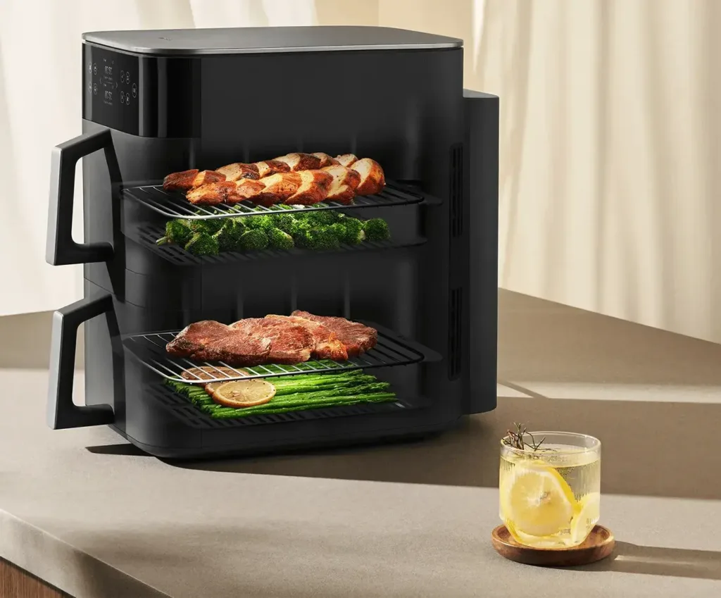 Xiaomi Smart Double Stack Air Fryer 12L pohled z boku dovnitr