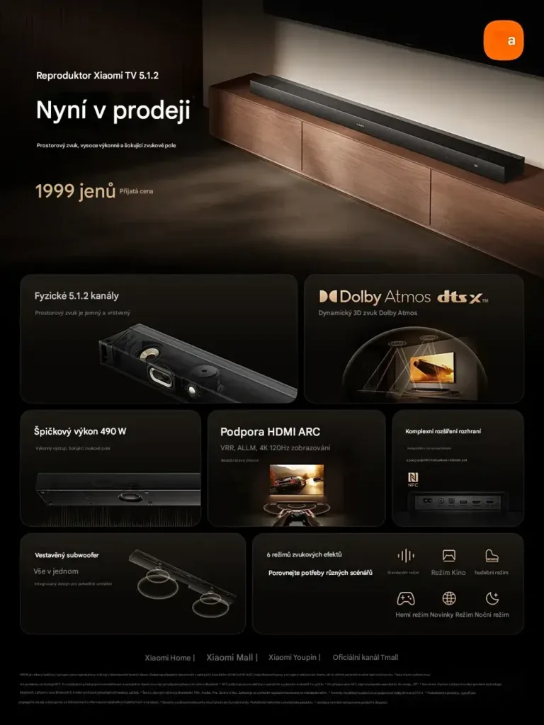 Xiaomi TV Speaker 5.1.2 prehled parametru cely