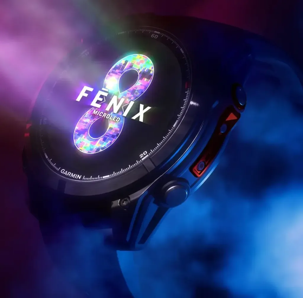 garmin fenix 8 pro microled predni strana pohled z boku