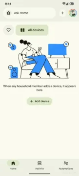 google home rozhrani po aktualizaci s gemini vsechna zarizeni