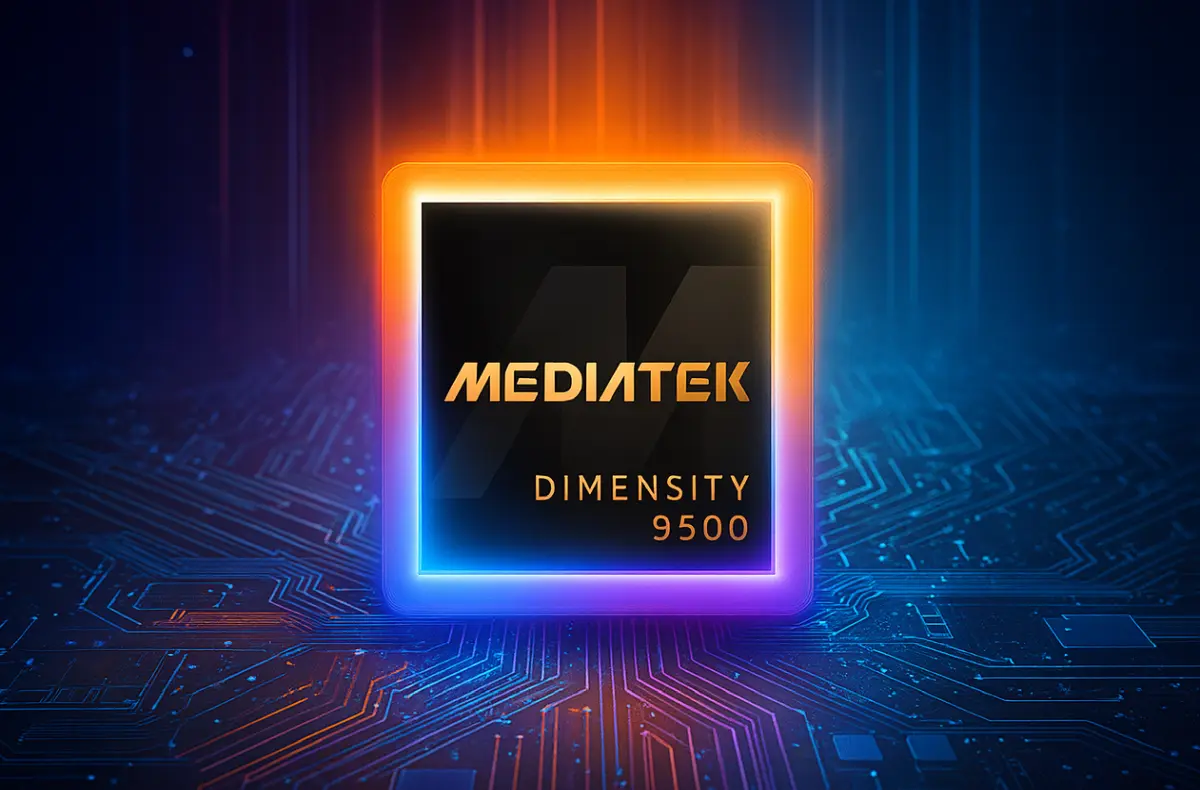 mediatek dimensity 9500 horici na pozaci s pcb ai ilustrace