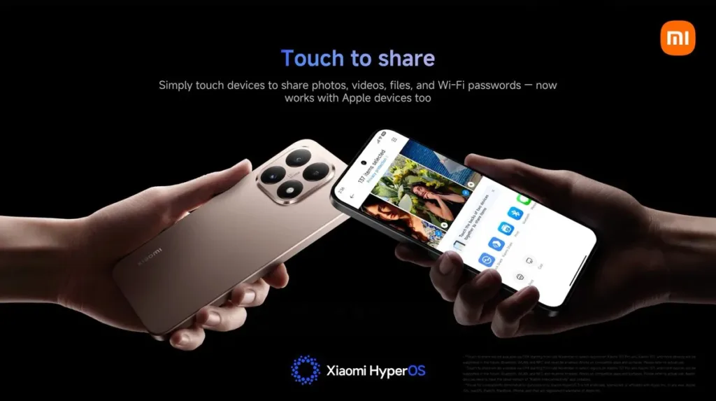 xiaomi hyperos 3 touch to share